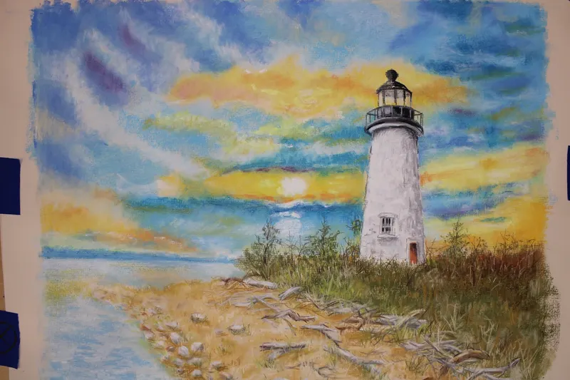 Pooles Island Lighthouse at Dawn, soft pastel
